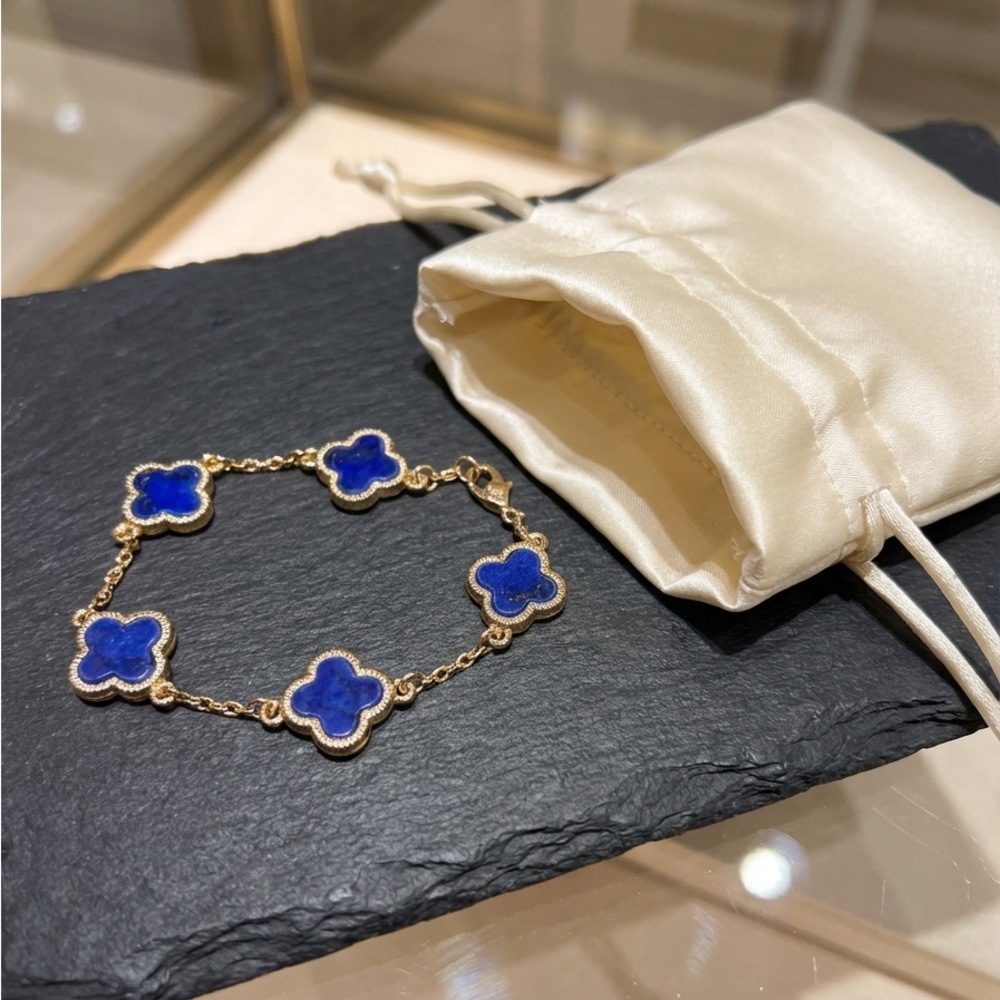 Tahari Elegant Gold and Blue Clover Bracelet - Picture 2 of 2